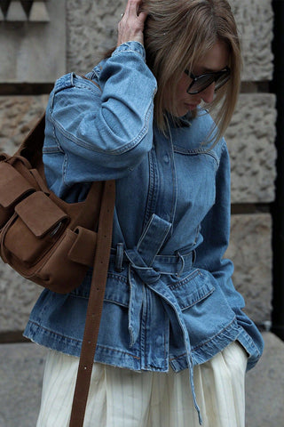 Tie-Waist Denim Jacket