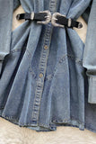Buttoned Denim Dress with Belt