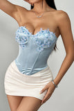 Floral Appliqué Corset Tank Top