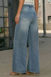 Wide-Leg Straight Jeans with Belt Detail