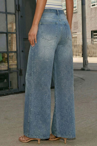 Wide-Leg Straight Jeans with Belt Detail