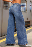 Embellished Wide-Leg Denim Jeans