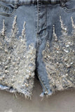 Embellished Denim Shorts
