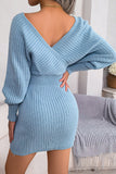 Ribbed V-Neck Knit Dress