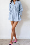 Button-Front Long Sleeve Romper