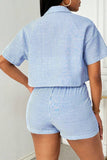 Striped Button-Front Short Set