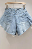 Layered Frill Hem Denim Shorts