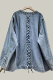 Lace-Up Denim Jacket