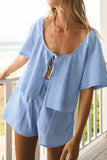 Gingham Button-Front Short Set