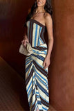 Strapless Striped Maxi Dress