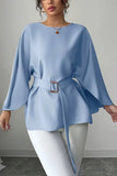 Belted Batwing Sleeve Blouse