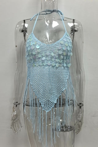 Sequined Fringe Tank Top