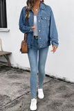 Flap Pocket Textured Button Denim Jacket