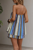 Strapless Striped Casual Short Set