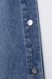 Straight Leg Jeans with Side Buttons