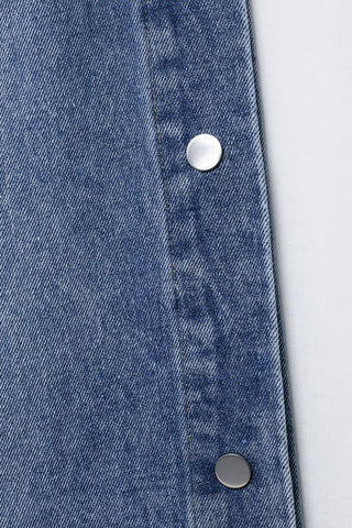 Straight Leg Jeans with Side Buttons