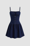 Buttoned Denim Fit-and-Flare Dress