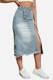 Asymmetrical Denim Midi Skirt