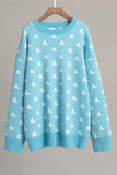 Patterned Knit Crewneck Sweater