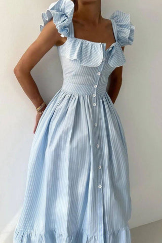 Ruffle-Detail Button-Front Dress