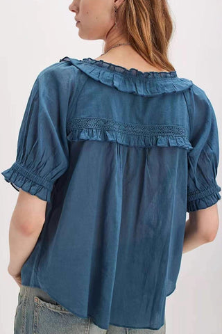 Ruffled Button-Front Blouse