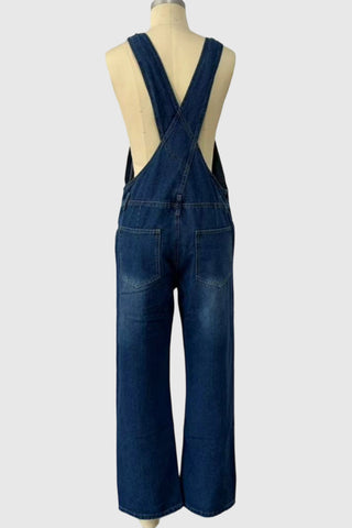 Cross-Back Denim Jumpsuit