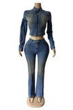 Chic Two-Piece Denim Pants Set
