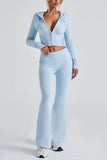 Knitted Two-Piece Flared Pant Set