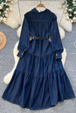 Button-Down Denim Dress with Belt