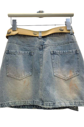 Embellished Bow Denim Skirt