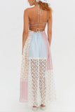Halter Patchwork Maxi Dress