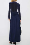 Plunge Neck Ruched Casual Dress