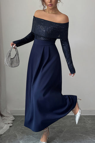 Off-Shoulder A-Line Midi Dress