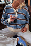 Striped Button-Collar Sweater