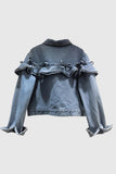 Ruffle-Trimmed Denim Jacket