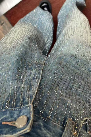 Glitter-Accent Straight Jeans