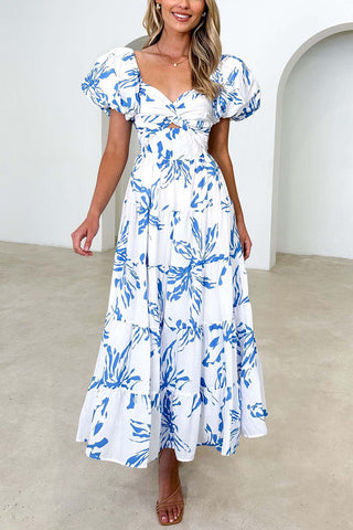 Floral Puff Sleeve Casual Dress