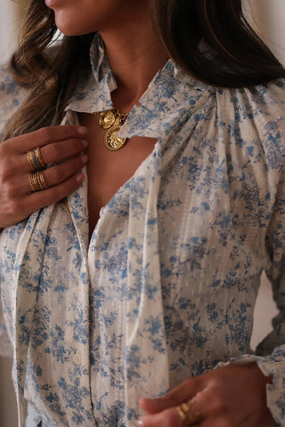 Floral Bow-Tie Blouse