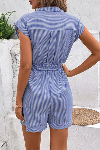 Button-Front Striped Romper