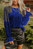 Leopard Patchwork Long Sleeve Blouse