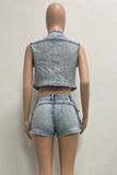 Chic Crop Vest and High-Waisted Shorts Set