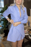 Striped Skirt Set with Button Top