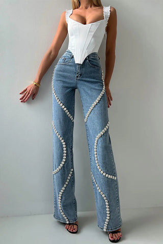 Embellished Straight-Leg Jeans