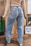 Cuffed Straight Loose Jeans