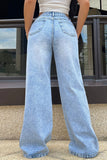 Distressed High-Waist Straight Jeans