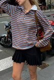 Striped Polo Long Sleeve Top