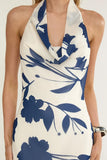 Elegant Floral Halter Evening Dress
