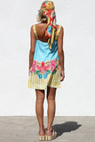 Striped Floral Accent Mini Dress