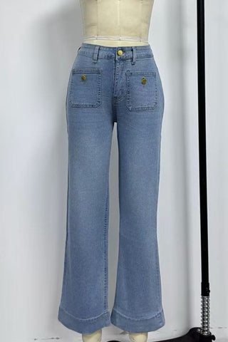 High-Waist Straight-Leg Jeans
