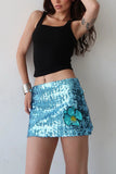 Sequin Floral Accent Mini Skirt